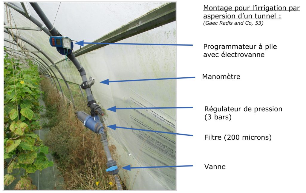 Montage pour l'irrigation en maraîchage